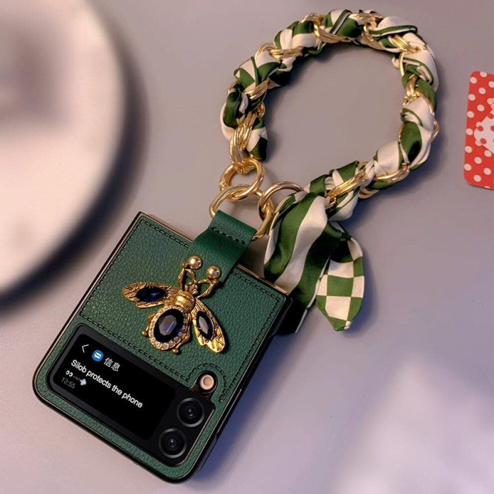 Case For Samsung Galaxy Z Flip Pu Leather 3D Diamond Cover With Ring Holder And Wrist Lanyard 9044945289596