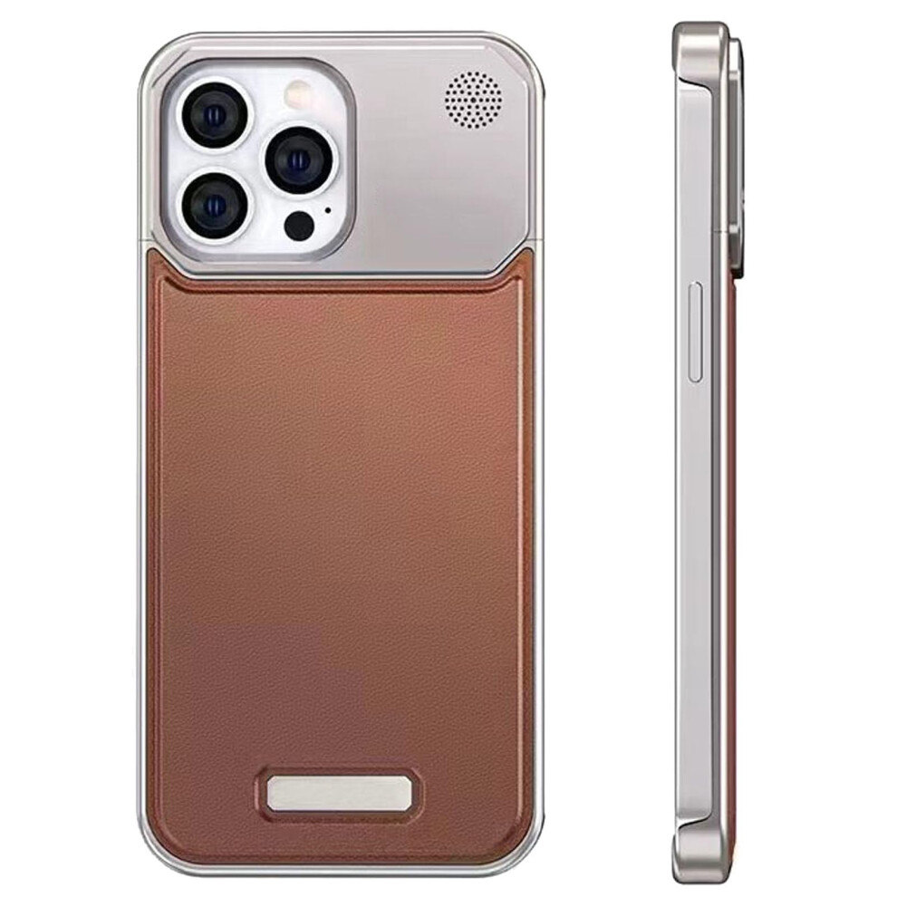Leather Case With Magsafe For Iphone 15 Pro Max, Ultra Thin Aluminum Frame, Aromatherapy Scent Brown 9174973355366