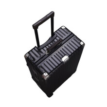 26 Inch Aluminum Magnesium Alloy Hard Shell Suitcase Black Durable Checked Luggage for Travel