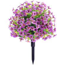 Outdoor Artificial Plants with Ground Stake, 23.6' UV Resistant Fake Flowers for Front Porch Decorations Purple