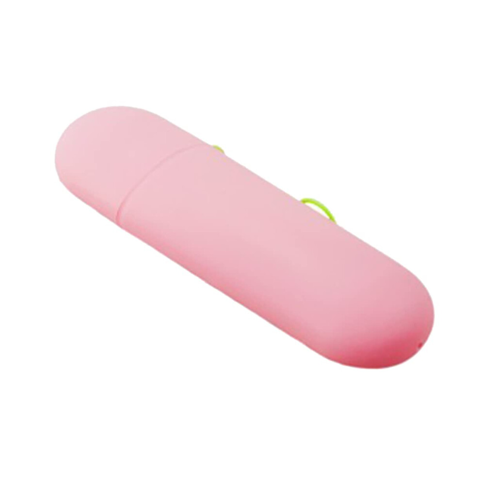 Travel Toothbrush Holder with Mouthwash Cup, 2 in 1 Dustproof PP Case for Camping Trips, Pink