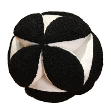 Round Throw Pillow Faux Wool Plush Ball Cushion Handmade Nordic Style for Sofa Bed Black 9.8in