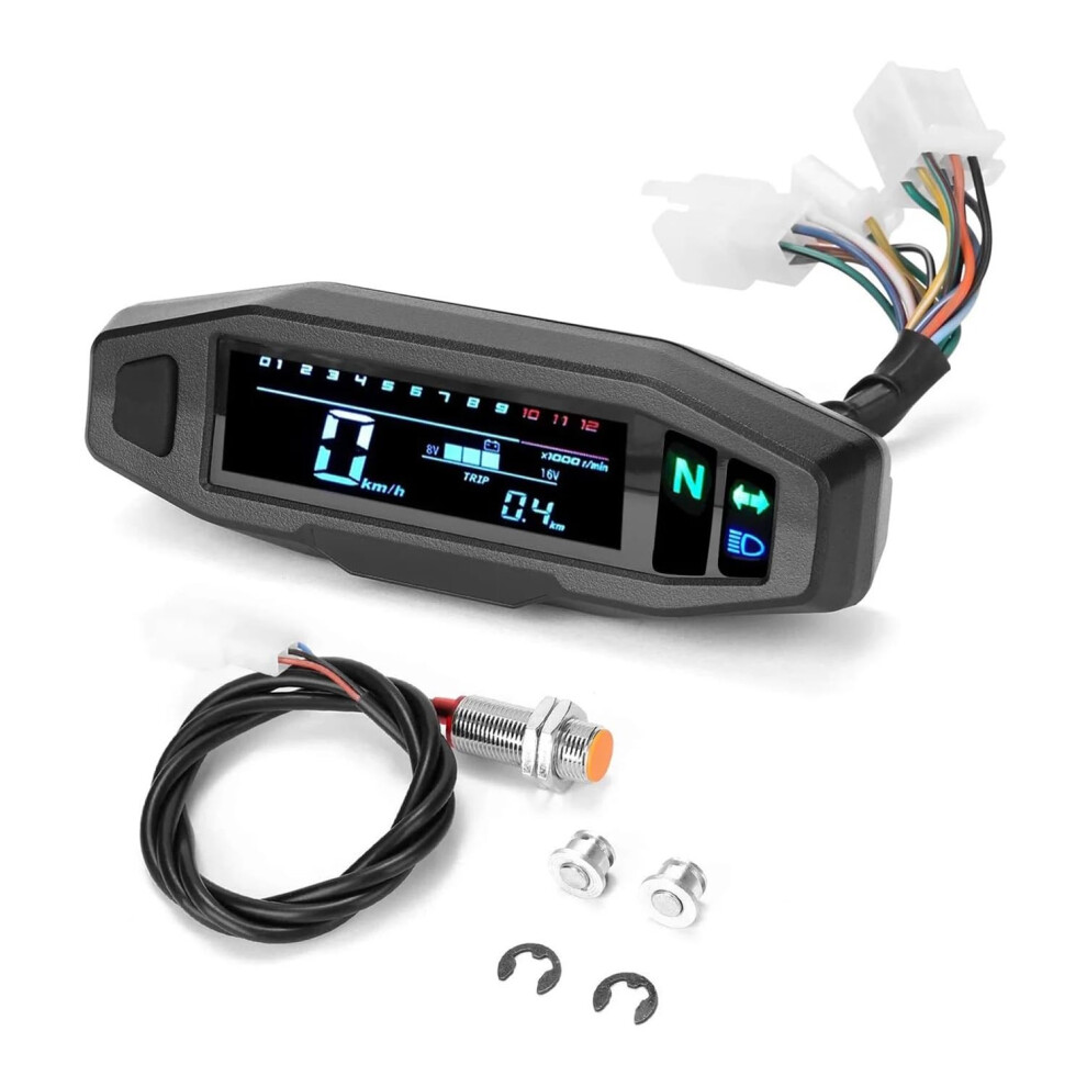 Universal Motorcycle Digital Speedometer Tachometer Lcd Odometer With Fuel Gauge Rpm Display 9113335647497