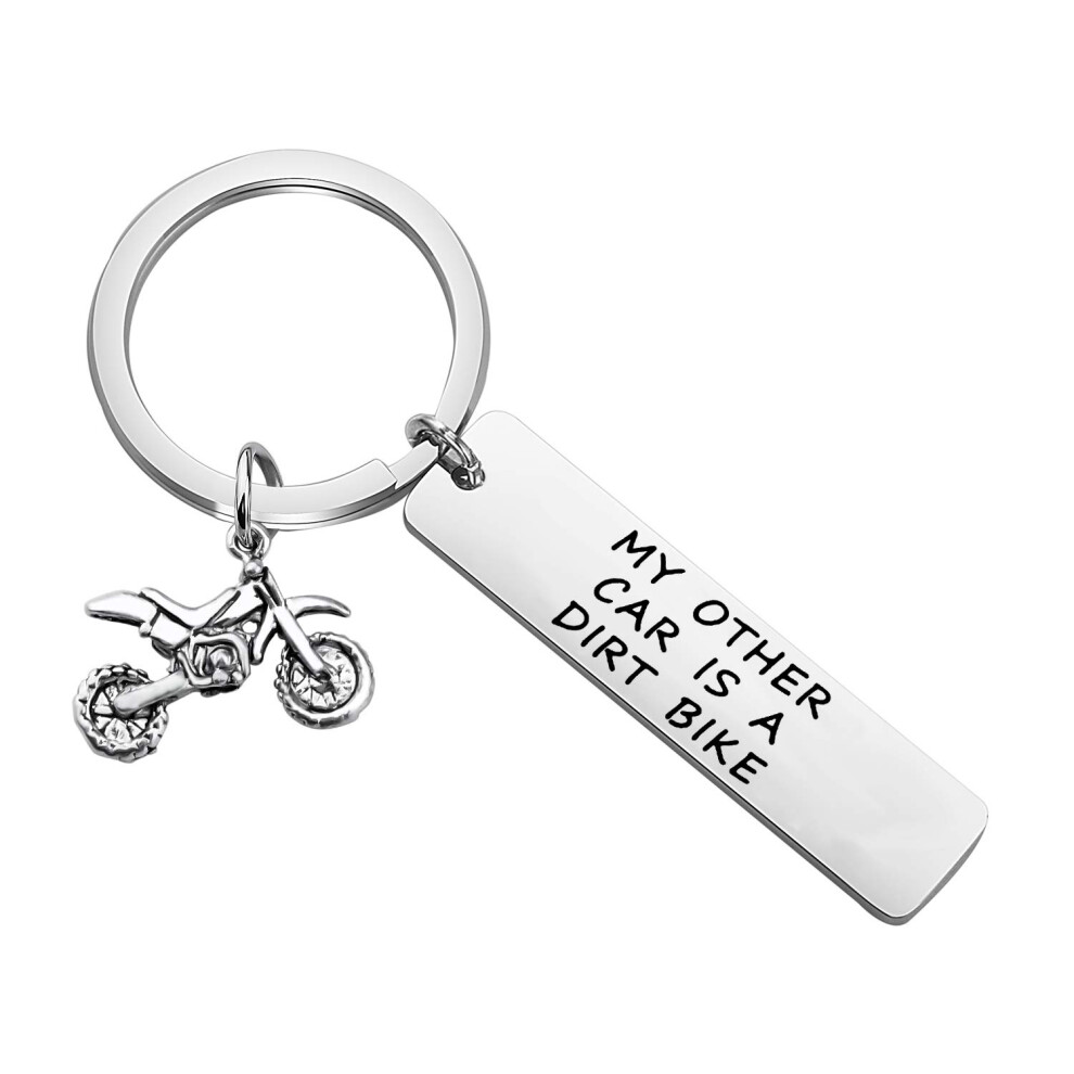 Dirt Bike Keychain With Inspirational Rider Design, Stainless Steel Motocross Rider Gift 9113335647619