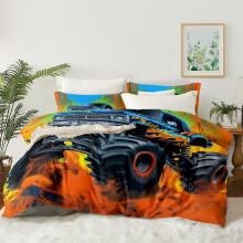 Tie Dye Duvet Cover Set Queen Size for Boys, 3D Off Road Car Bedding, Soft Breathable Microfiber