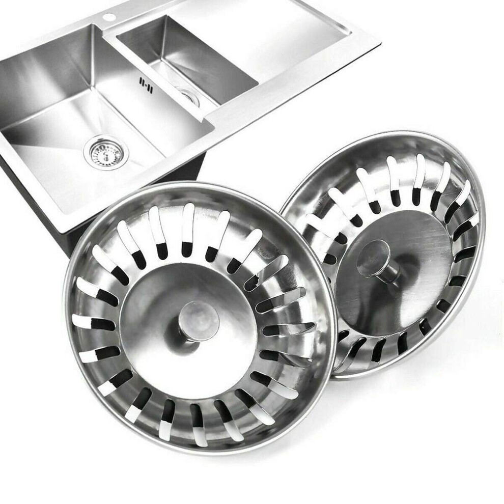 Kitchen Sink Strainer Stopper Set, AntiâClogging Stainless Steel, 8Â¯Cm Fit, 2 Pack Silver 9044945294866