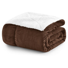 Sherpa Fleece Twin Blanket Coffee 60x80 UltraPlush Reversible Warm Cozy Blanket for Bed and Travel