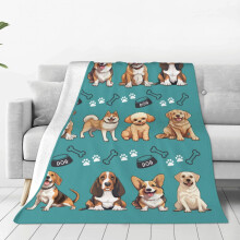 Dog Throw Blanket with Cute Puppy Print, Super Soft Flannel Warm Blanket for Couch and Bed 40x50