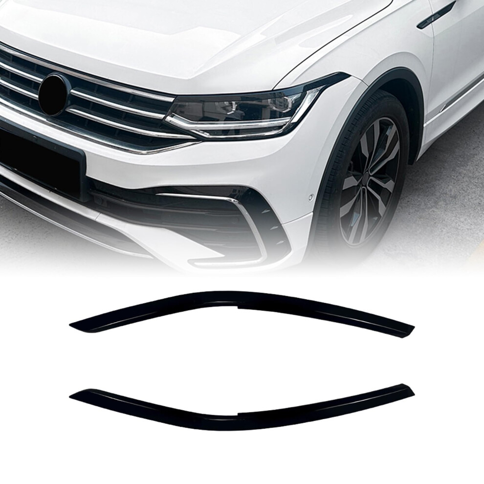 Glossy Headlight Eyebrow Trims And Eyelids Custom Fit For Vw Tiguan Mk2.5 20212023 Black 9070919858826