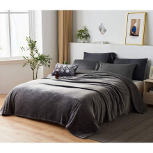 Plush Throw Blanket Grey 50x60 Ultra Soft Reversible Flannel Fleece for Couch and Bed