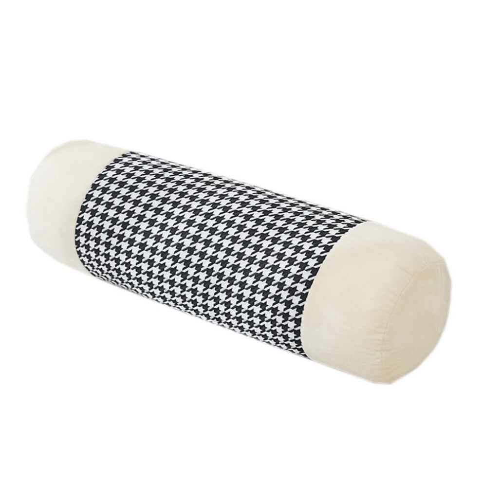 Beige Soft Plush Bolster Pillow 1550Cm Cervical Roll Pillow For Neck Back And Knee Support