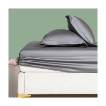 King Size Cotton Fitted Sheet 100% Sateen Weave Deep Pocket Bottom Sheet Silky Soft Breathable Fabric