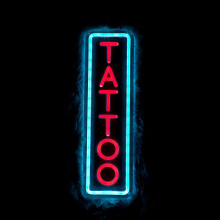 Tattoo Neon Sign with Bright LED Illumination for Tattoo  Wall Decor, 17x5 Inch