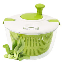 Large Capacity 5Qt Dual Speed Salad Spinner Vegetable Dehydrator Dishwasher Safe Transparent Bowl