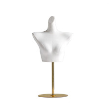 Female Mannequin Bust with Realistic Velvet Finish and Stable Iron Base for Clothing and Jewelry Display