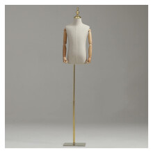 Child Size Adjustable Mannequin Torso with Wooden Arm, Linen Display Mannequin for Clothing, 68 Years