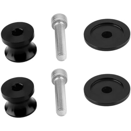 2Pcs CNC Aluminum Motorcycle Swingarm Spools Universal RustProof Paddock Stand Screws Black 1