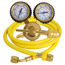 CGA580 Nitrogen Regulator 0800 PSI with Dual Gauges Brass Body and 60in Hose for HVAC Purging