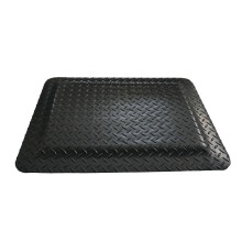 Heavy Duty Anti Fatigue Floor Mat Black Rubber, Non Slip Diamond Surface with Beveled Safety Edges for Standing Desk or Workshop