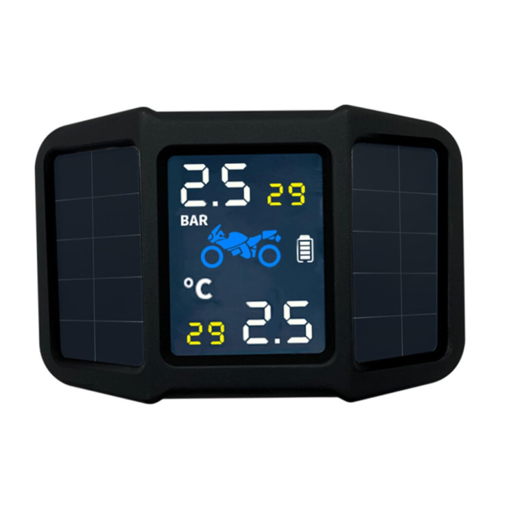 Motorcycle Tire Pressure Monitor With Accurate Sensors Realtime Display Solar Powered Black 9113335652149