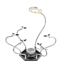 Soldering Helping Hands with 3X Magnifying Glass, 6 Flexible Arms, USB LED Light, Heat Resistant Clamps
