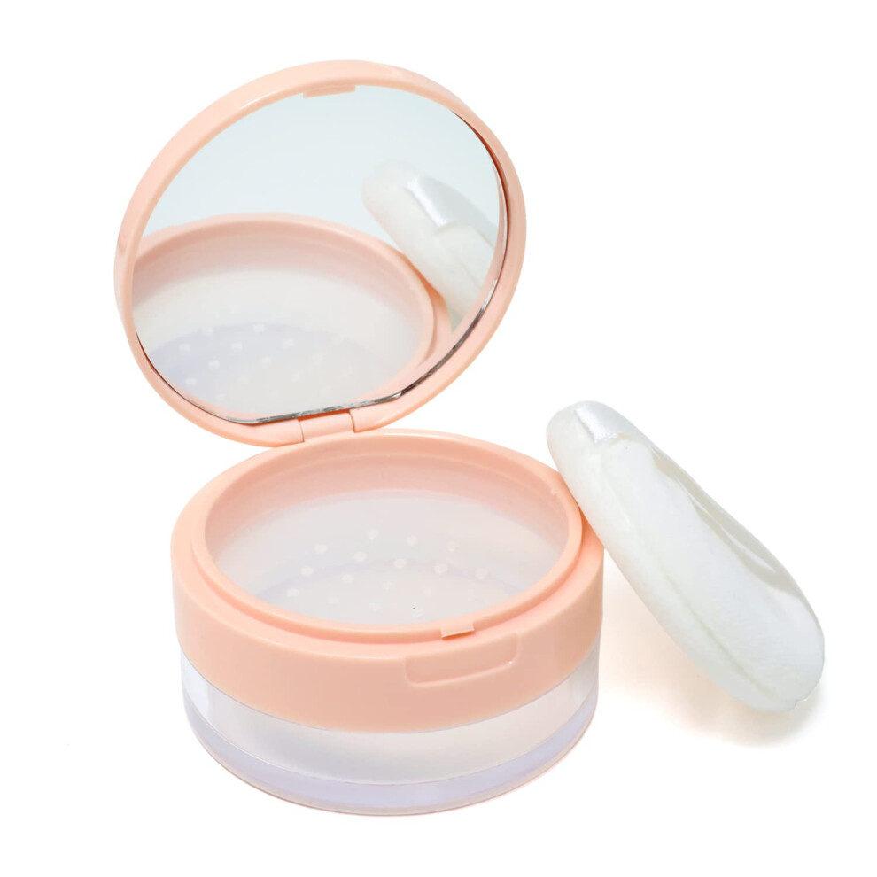 Pink Loose Powder Container 20G With Mirror Puff And Sifter Refillable Makeup Powder Case