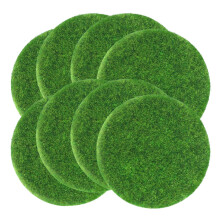 8Pcs Round Artificial Grass Mat with Realistic Texture for DIY Fairy Garden and Dollhouse Decor