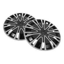 2pcs Silver and Black Car Wheel Covers Stylish Hubcaps Universal Fit Durable All Weather