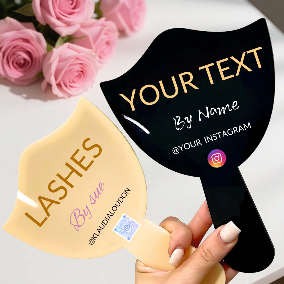 Custom Name Eyelash Extension Mirror with Large Clear View, Acrylic Handheld Lash Tech Photo Prop