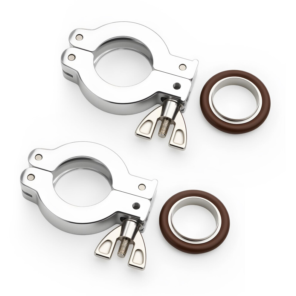 2 Pcs Kf25 Vacuum Clamp With Stainless Steel Centering Ring And Fkm Oring For Leakproof Seal 9113335652743