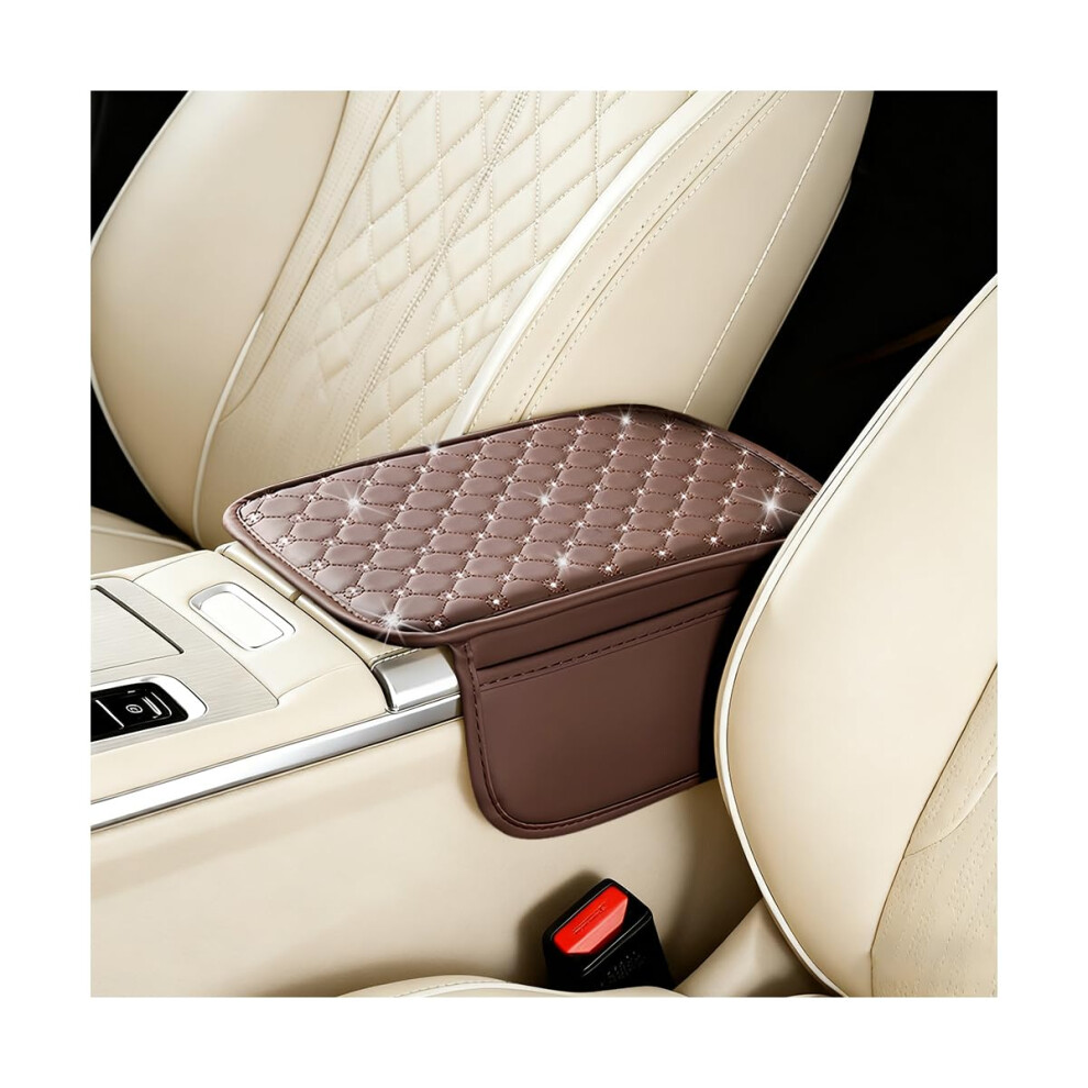 Car Center Console Armrest Pad Leather Cover With Storage Pockets Universal For Suv Sedan Truck 9070919862632