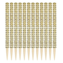 Glitter Bamboo Sticks with Sparkling Finish, Gold Decorative Cake Toppers for Weddings and Parties