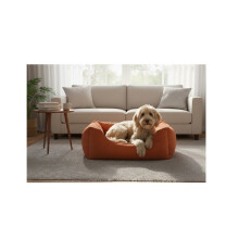 Cuscino a cesta rigato Rettangolo Cognac 80x67x22cm