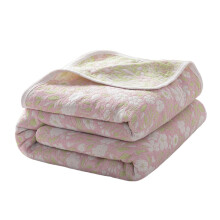 Cotton Muslin Blanket Twin Size Lightweight Summer Pink Floral DoubleSided Soft Breathable Throw