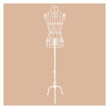 Metal Wire Mannequin Stand with Stable Wooden Base, Vintage Dress Form for Clothing Display