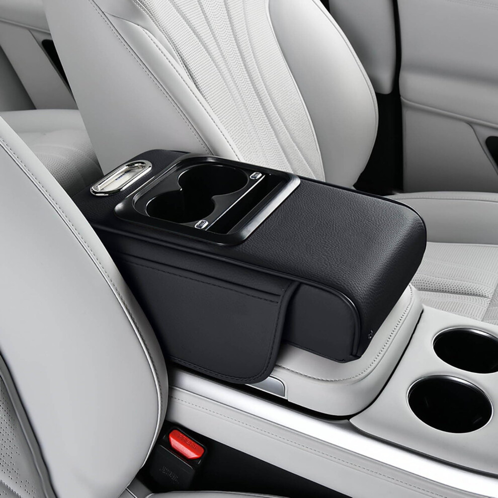 Car Armrest Organizer With Usb Charging Ports, Pu Leather Center Console Storage Box With Cup Holder And Phone Slot 9070919864537