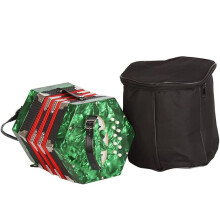 20 Button Green Accordion Concertina for Beginners with Carrying Bag and Adjustable Arm Straps