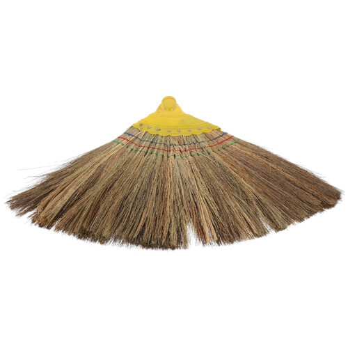 Replacement Broom Head with Dense Miscanthus Bristles for Indoor Kitchen Sweeping and Easy Attachment
