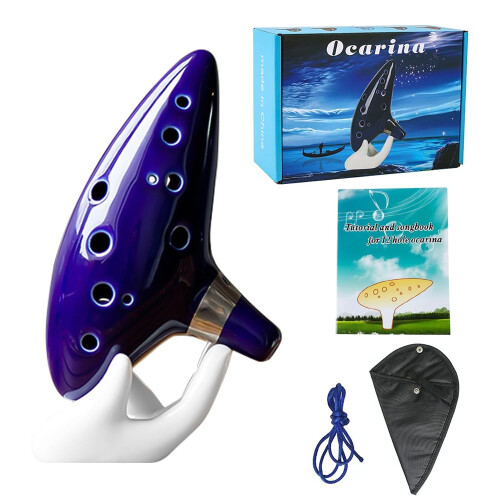 12 Hole Alto C Ocarina Instrument, Handcrafted Ceramic with Accurate Tuning and Beginner Tutorial