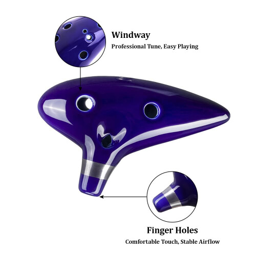 12 Hole Alto C Ocarina Instrument, Handcrafted Ceramic with Accurate Tuning and Beginner Tutorial 2