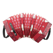 Red 20 Button Concertina Accordion for Beginners with Carrying Bag, Multitimbre Sound and Adjustable Straps