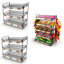 3 Tier and 5 Tier Countertop Snack Organizer Wire Display Rack, Durable Metal for Home and Retail