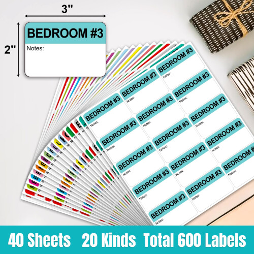 600 Color Coded Moving Box Labels  Writable Adhesive Packing Stickers for Home Room Sorting 2