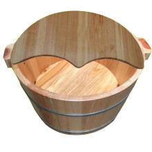 Wooden Foot Bath Tub with Lid, Large Oak Foot Spa Basin for Elderly, Heat Therapy Leakproof Design