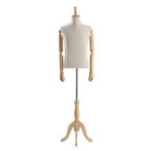 Adjustable Linen Dress Form Mannequin with Stable Triangle Base for Tailor and Dressmaker (Small)