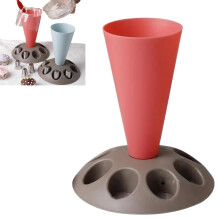 Piping Bag Holder with Tip Organizer, Plastic Pastry Bag Stand for Cake Decorating, Red