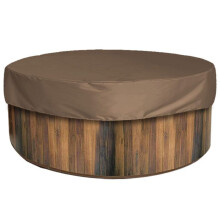 Waterproof Round Hot Tub Cover Outdoor Spa Protector with Elastic Hem 190x30cm Coffee