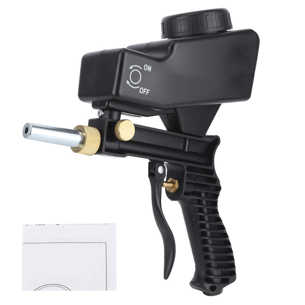 Handheld Sandblasting Gun, Adjustable Flow Portable Sandblaster For Quick Rust Removal, Black 9174973385776