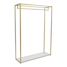 Gold Metal Hanging Garment Rack with Shelves, Heavy Duty Clothes Organizer for Bedroom, 47x16x67