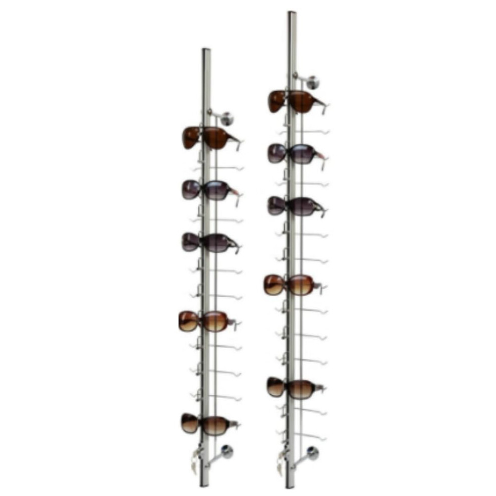 10PCS Lockable Sunglasses Display Stand Eyeglass Rack Aluminum Wall Mounted Holder 1.22m